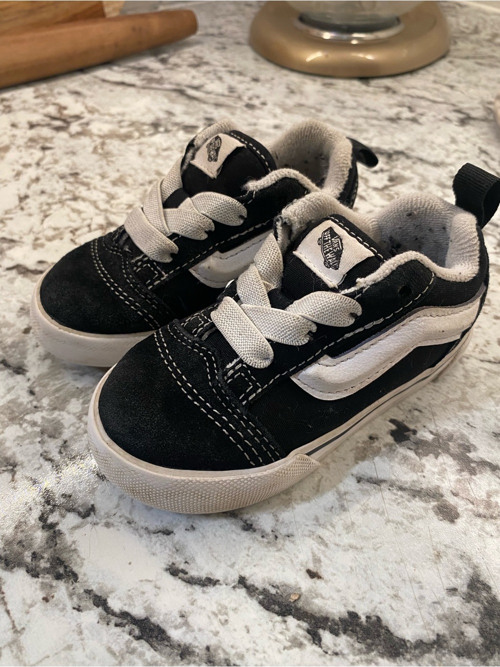 Vans Kids Black and White Low-Top Skate Sneakers